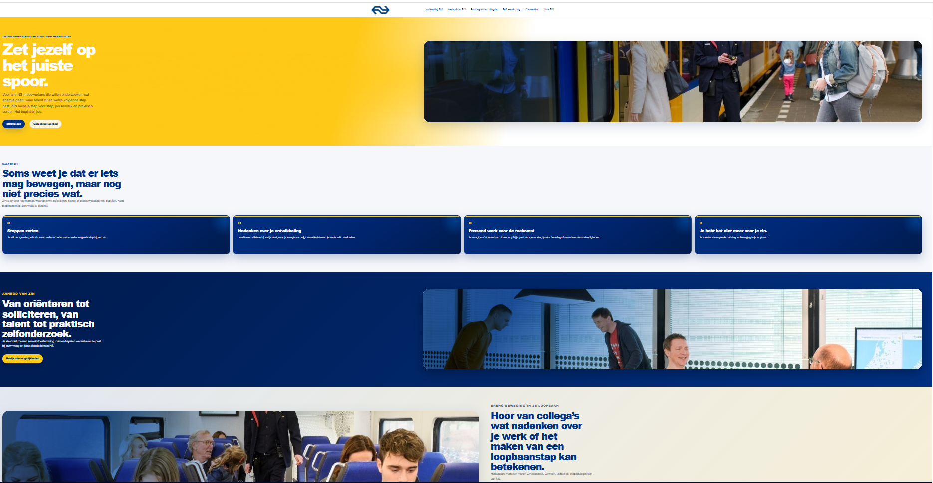 Preview van de Z!N-website voor medewerkers van NS